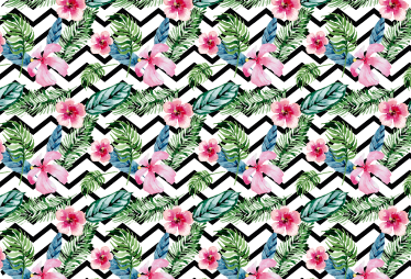 Floral vinyl carpet with zigzag tropical patterns - TenStickers