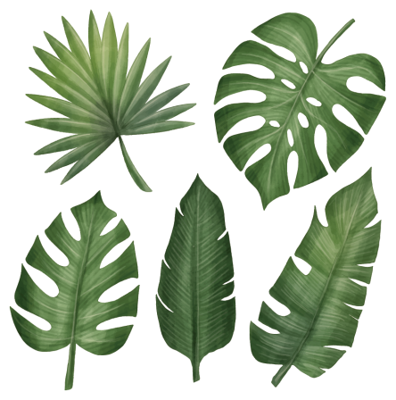 Floral vinyl carpet with large green leaves - TenStickers