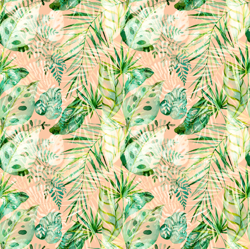 Floral vinyl carpet with pink floral leaves design - TenStickers