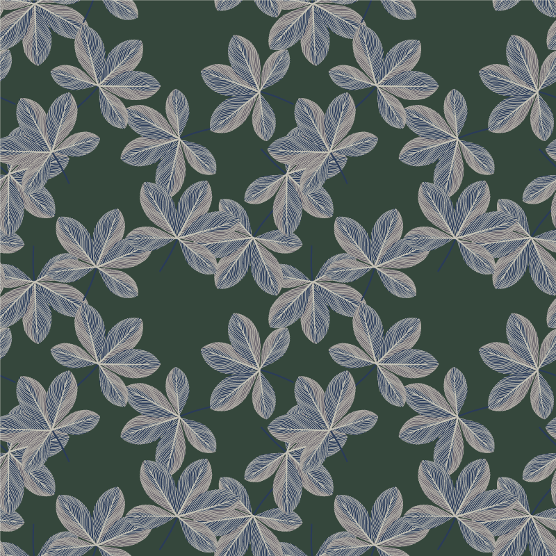 Floral vinyl carpet with dark leaves design - TenStickers