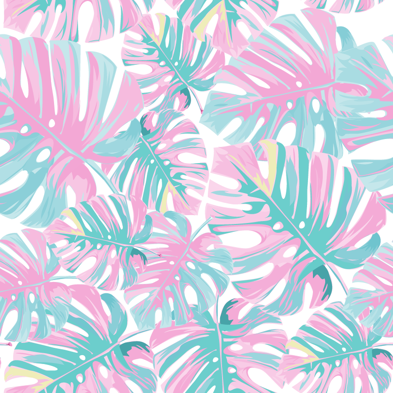 Floral vinyl carpet monstera deliciosa pattern - TenStickers