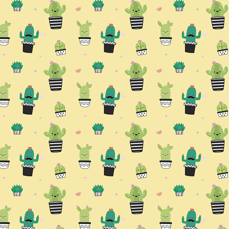 Floral vinyl carpet with cactus drawing pattern - TenStickers