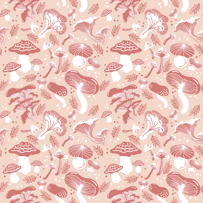 Floral vinyl carpet with forest mushrooms on beige - TenStickers