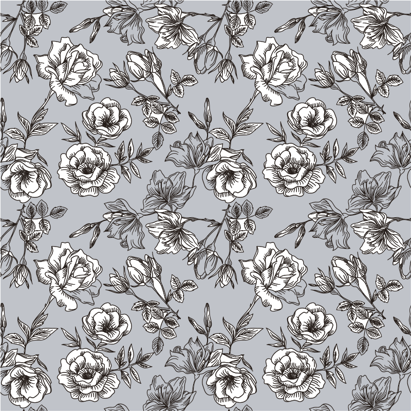 Floral vinyl carpet with translucent flowers - TenStickers