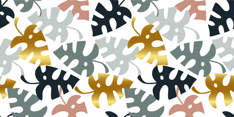 Floral vinyl carpet with golden and multicolor leaves - TenStickers