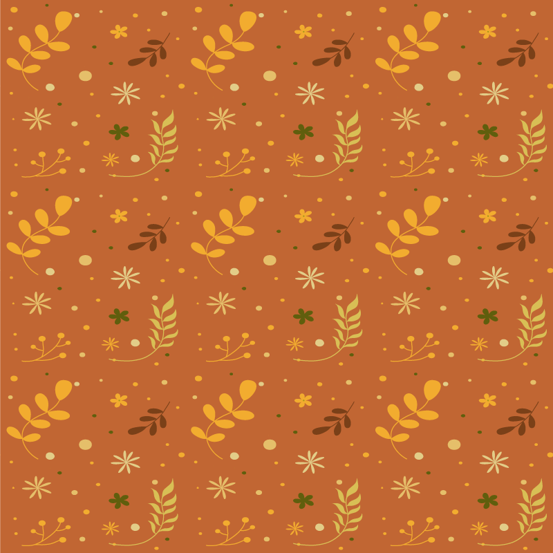 Floral vinyl carpet in orange leaf tones design - TenStickers