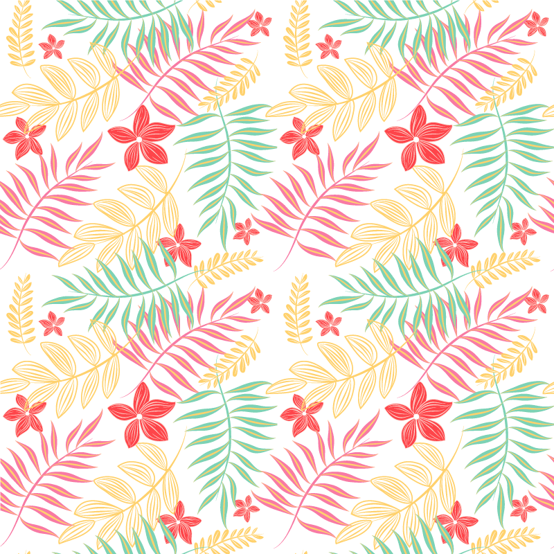 Floral vinyl carpet with neon leaves pattern - TenStickers