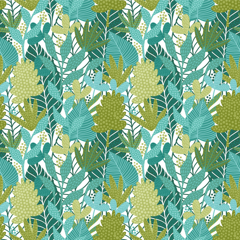 Floral vinyl carpet with tropical boho leaf design - TenStickers