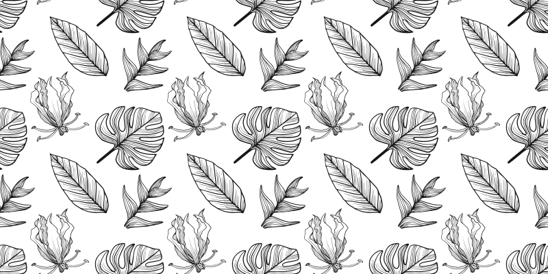 Floral vinyl carpet with solid tropical leaves - TenStickers