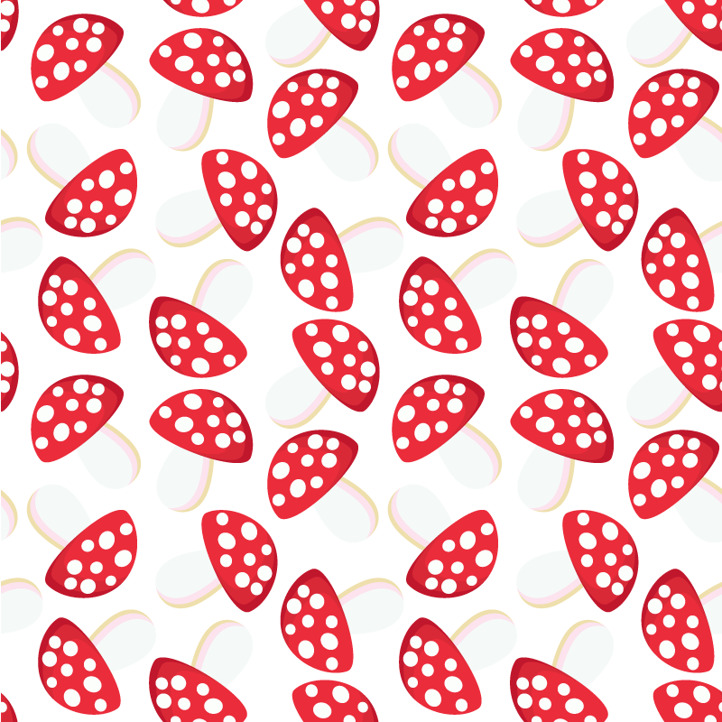 Floral vinyl carpet classical mushrooms white background - TenStickers