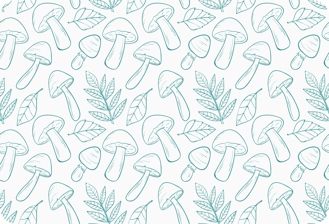 Floral vinyl carpet with white and light blue mushrooms - TenStickers