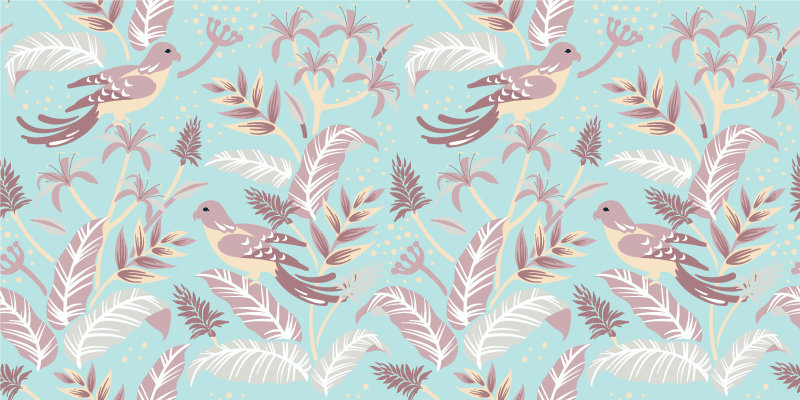 Floral vinyl carpet in blue and pink floral design - TenStickers