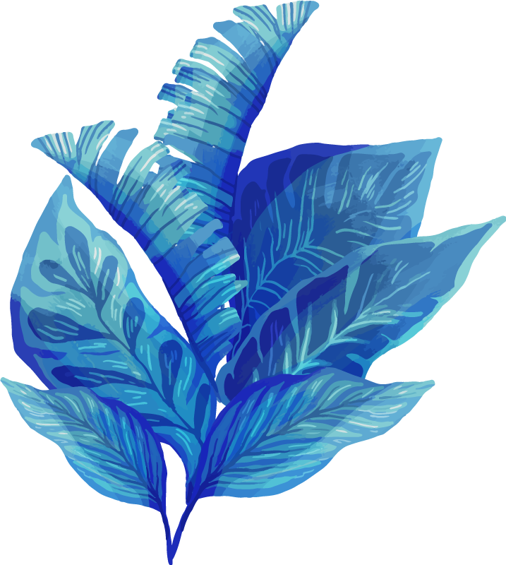 Floral vinyl carpet blue leaf design - TenStickers