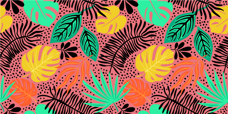 Floral vinyl carpet with vibrant leaf designs - TenStickers