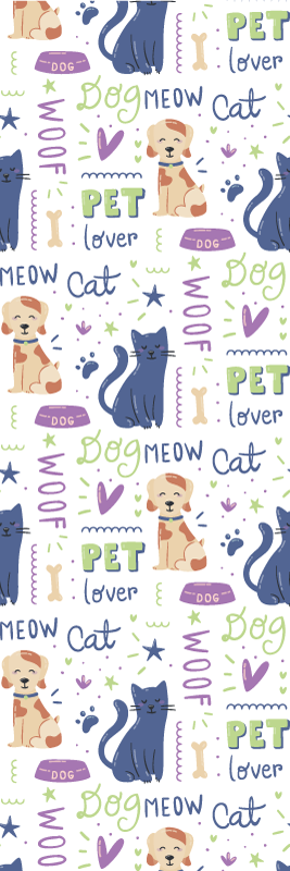 Bedroom vinyl carpet with vibrant dog doodles - TenStickers