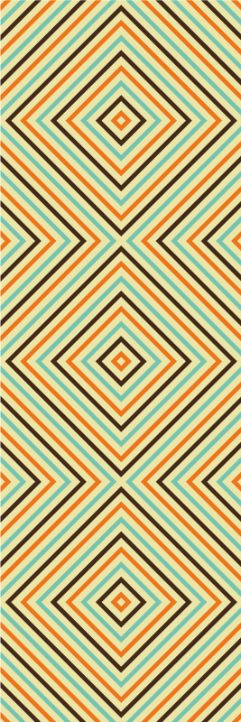 Bedroom vinyl carpet in vintage orange and blue pattern - TenStickers
