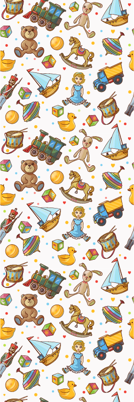 Bedroom vinyl carpet with cute wooden toys and teddy bear - TenStickers