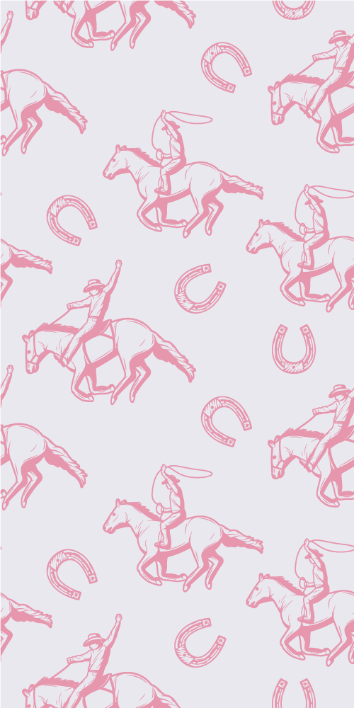 Bedroom vinyl carpet with pink cowboy horse design - TenStickers