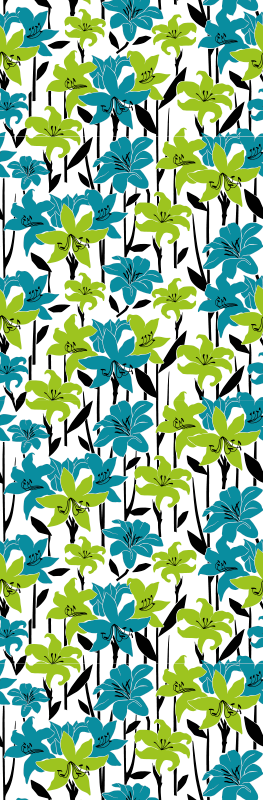 Bedroom vinyl carpet with floral stencil design - TenStickers