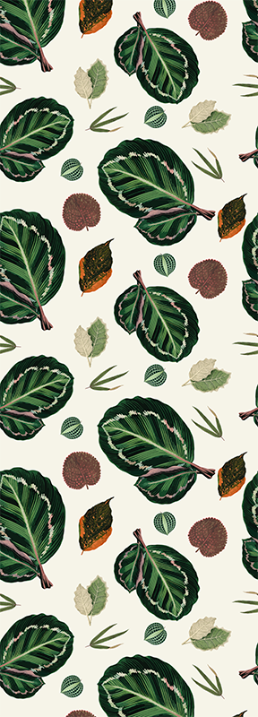 Bedroom vinyl carpet with green red maranta leaves - TenStickers
