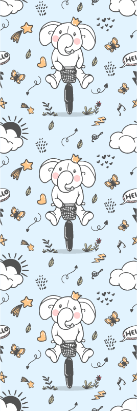 Bedroom vinyl carpet with elephant bicycle design - TenStickers