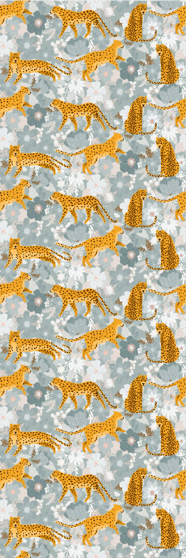 Bedroom vinyl carpet with hand-drawn exotic animals - TenStickers