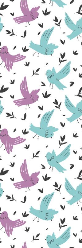 Bedroom vinyl carpet with blue and purple birds design - TenStickers