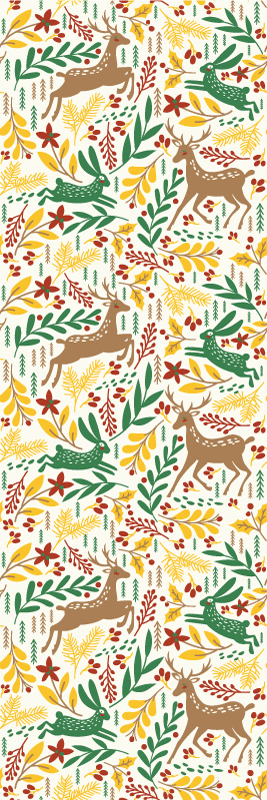 Bedroom vinyl carpet with gray deer and yellow flowers - TenStickers