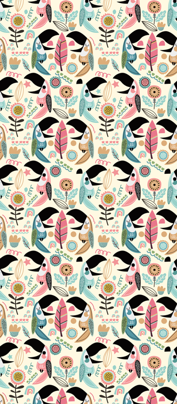 Bedroom vinyl carpet blue nordic pastel leaves - TenStickers