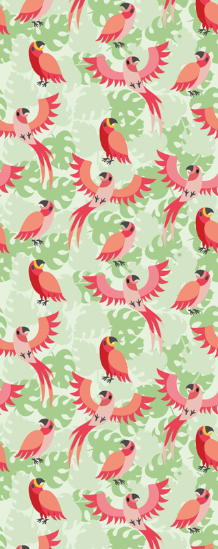 Bedroom vinyl carpet with red birds on green leaves - TenStickers