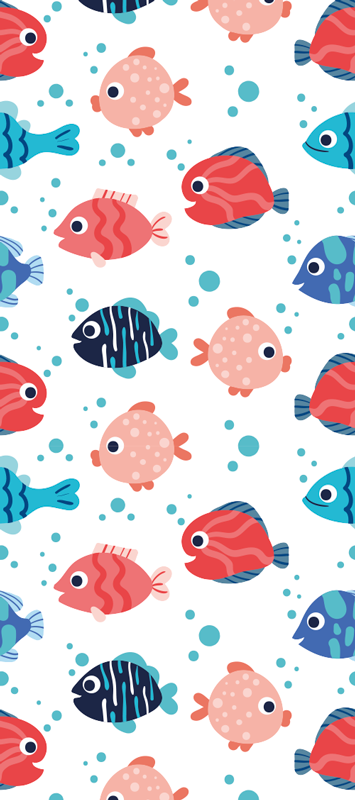 Bedroom vinyl carpet with pink and blue fishes - TenStickers