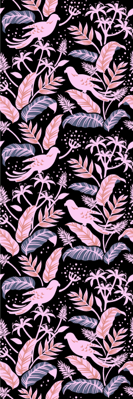 Bedroom vinyl carpet with black and pink birds - TenStickers