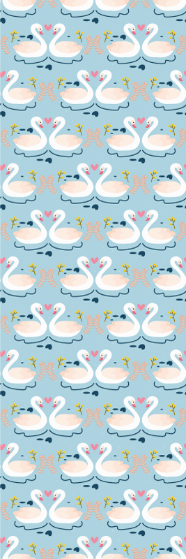 Bedroom vinyl carpet with swans in love on blue - TenStickers