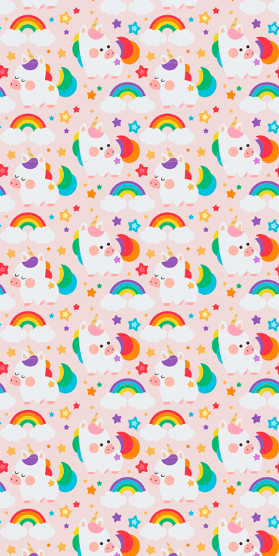 Bedroom vinyl carpet with hand-drawn colorful horses - TenStickers