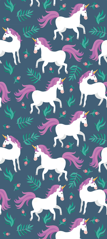 Bedroom vinyl carpet with flat unicorn blue design - TenStickers