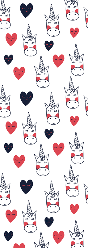 Bedroom vinyl carpet with unicorns and hearts - TenStickers