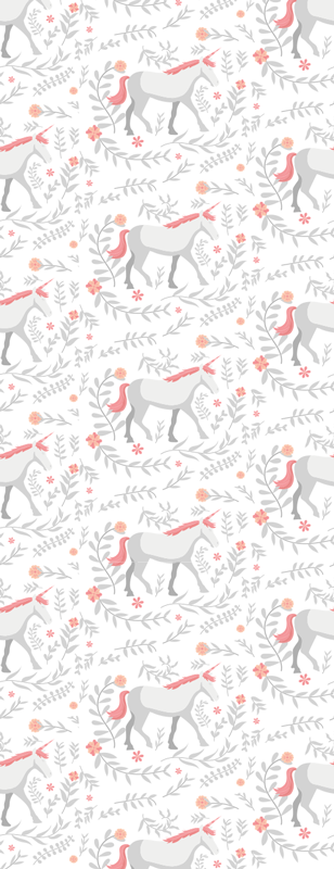 Bedroom vinyl carpet with unicorns and leaves - TenStickers