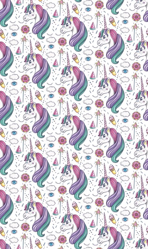 Bedroom vinyl carpet with hand-drawn unicorn design - TenStickers