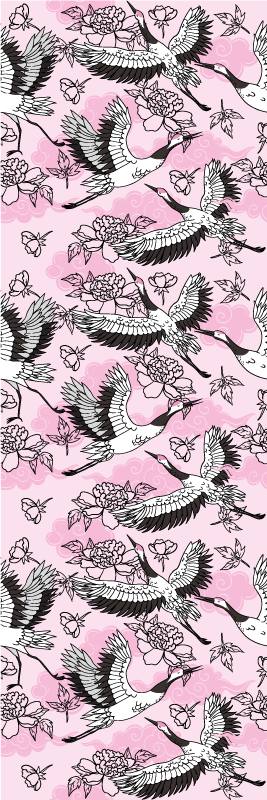 Bedroom vinyl carpet with modern pink wild birds pattern - TenStickers