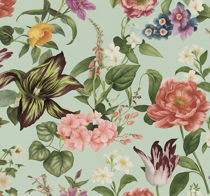 Colorful spring floral bedroom vinyl carpet - TenStickers