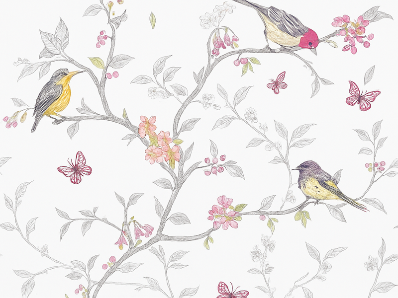 Bedroom vinyl carpet birds on branches design - TenStickers