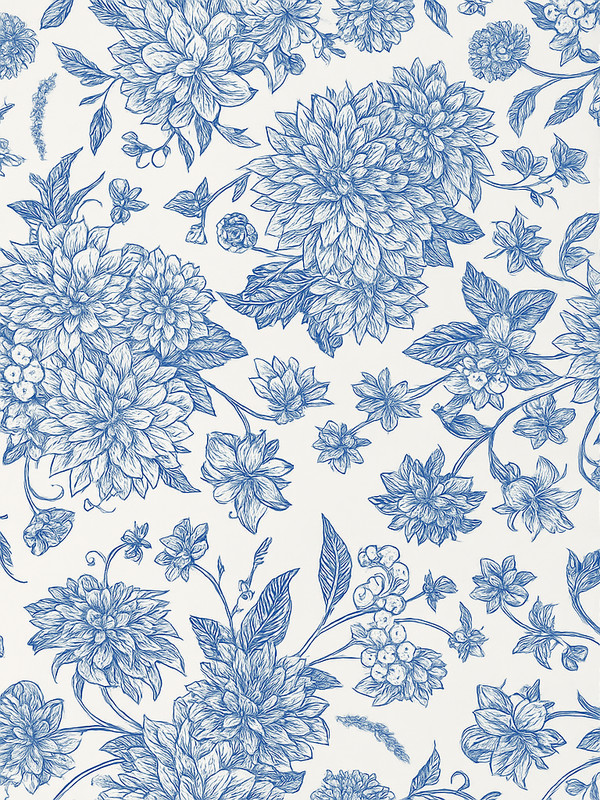 Blue dahlia floral bedroom vinyl carpet - TenStickers