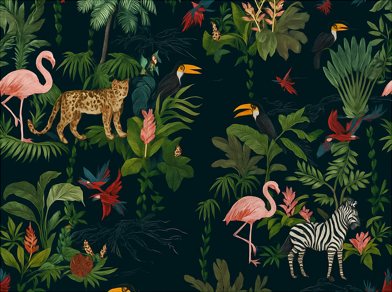 Bedroom vinyl carpet in dark exotic style - TenStickers