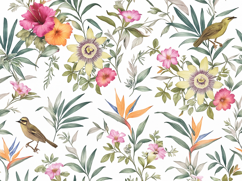 Blue floral design bedroom vinyl carpet - TenStickers