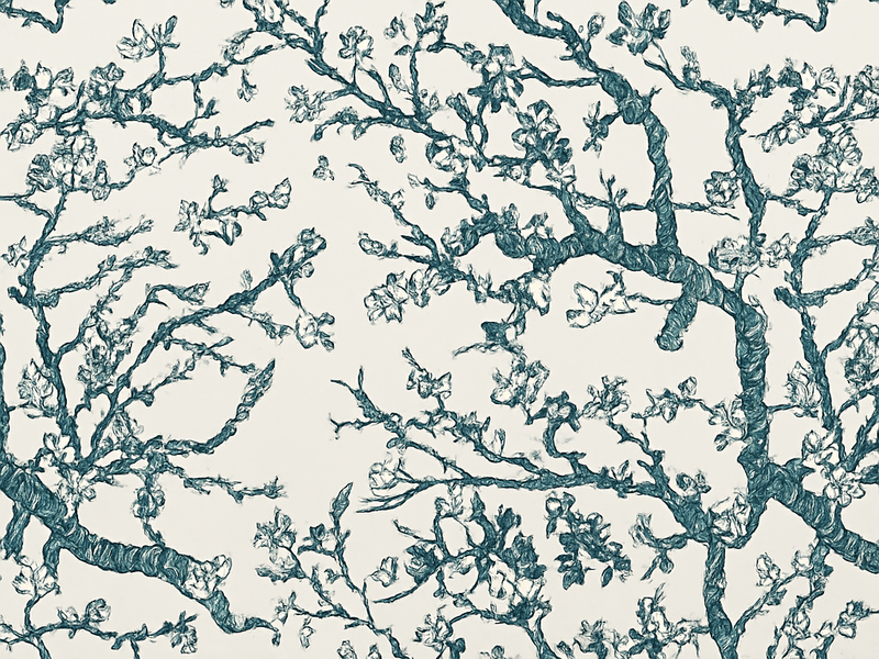 Bedroom vinyl carpet dark blue tree design - TenStickers