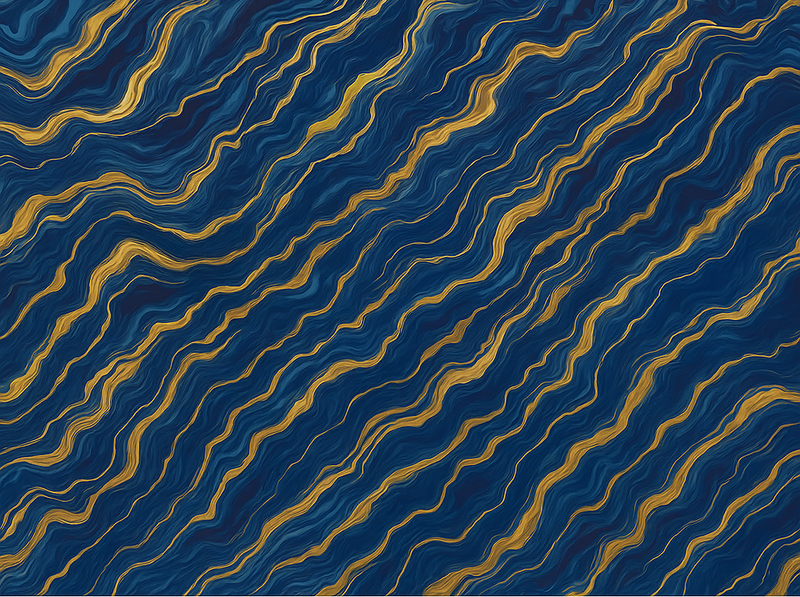 Bedroom vinyl carpet blue and gold marble design - TenStickers