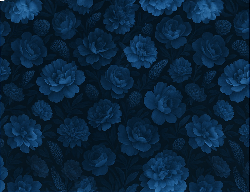 Dark blue mysterious floral motif bedroom vinyl carpet - TenStickers