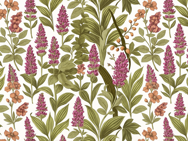 Bedroom vinyl carpet with colorful botanical design - TenStickers