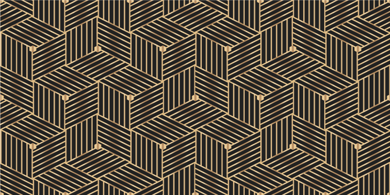 Geometric vinyl carpet with golden geometric design - TenStickers