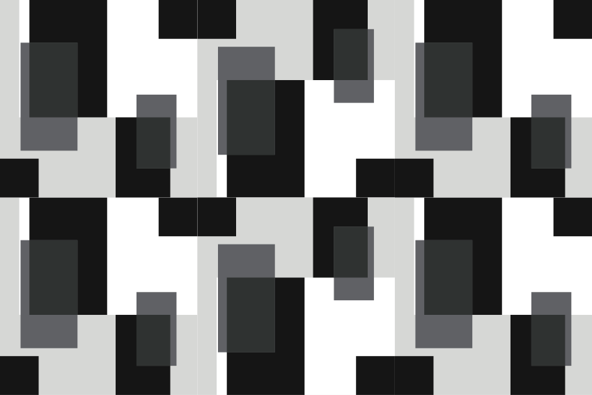 Geometric vinyl carpet in black and white blocks - TenStickers